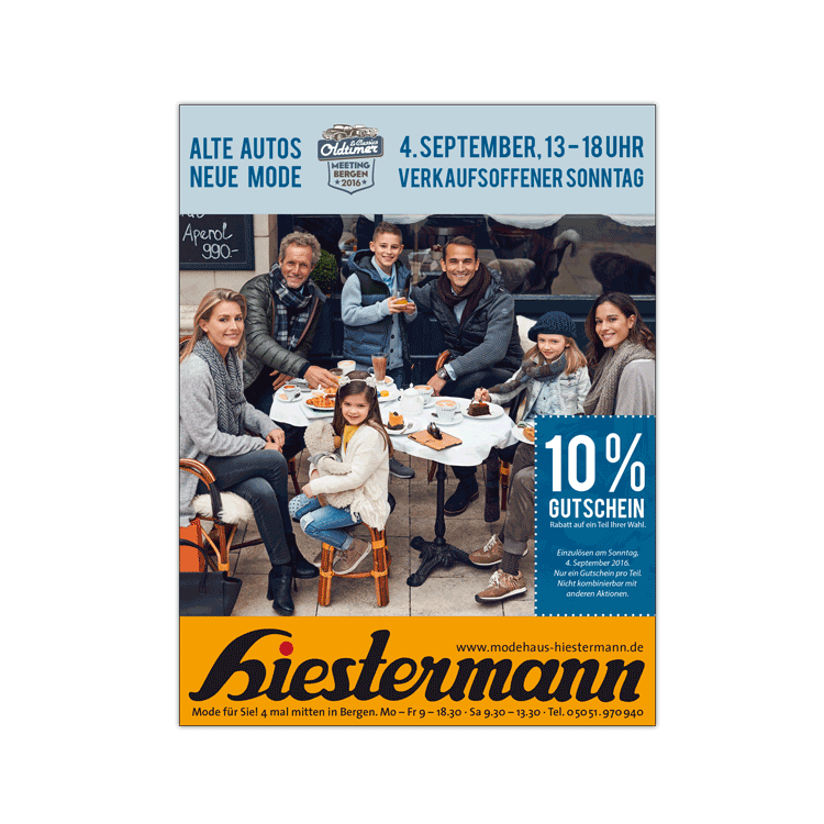 Modehaus Hiestermann // Anzeige für Tageszeitung